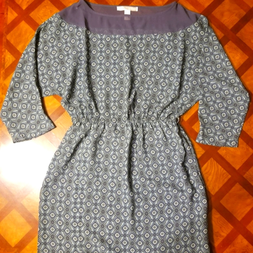 three quarter sleeve green/blue/grey Dress - forever21 - small